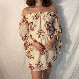 Off the Shoulder Cream Floral dress